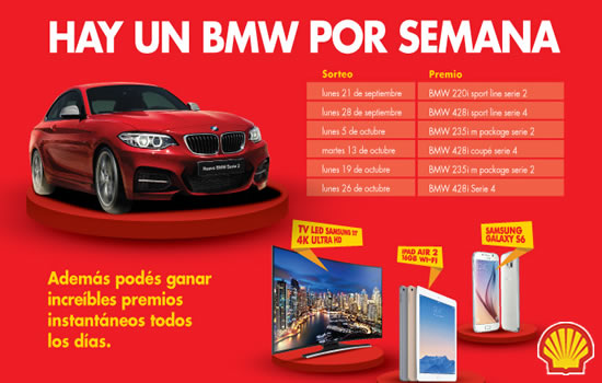 Shell sortea un BMW por semana por cargar combustibles en sus estaciones de servicio