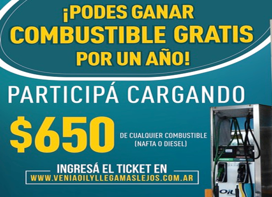 Oil lanza una promoción para ganar la carga de combustibles por un año