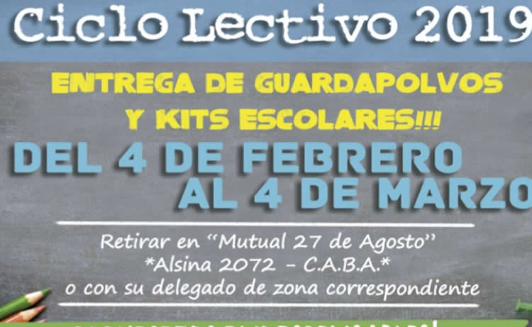 El Sindicato de Estaciones de Servicio continúa con la entrega de los útiles escolares del ciclo 2019