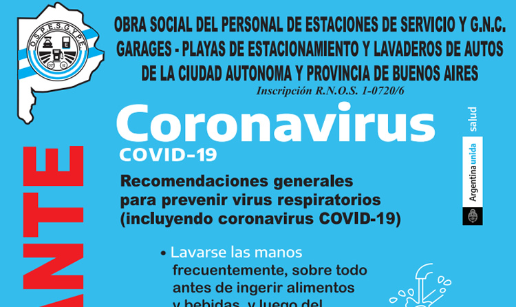 El sindicato de Estaciones de Servicio lanzó una campaña contra el Coronavirus