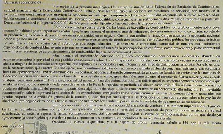 Expendedores intimaron a las petroleras por una renta de emergencia