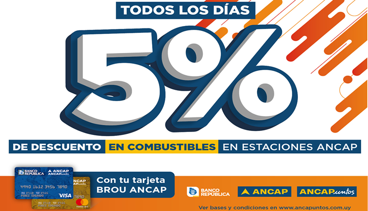 ANCAP ofrece combustibles con un 5 por ciento de descuento con tarjeta de crédito BROU/ANCAP