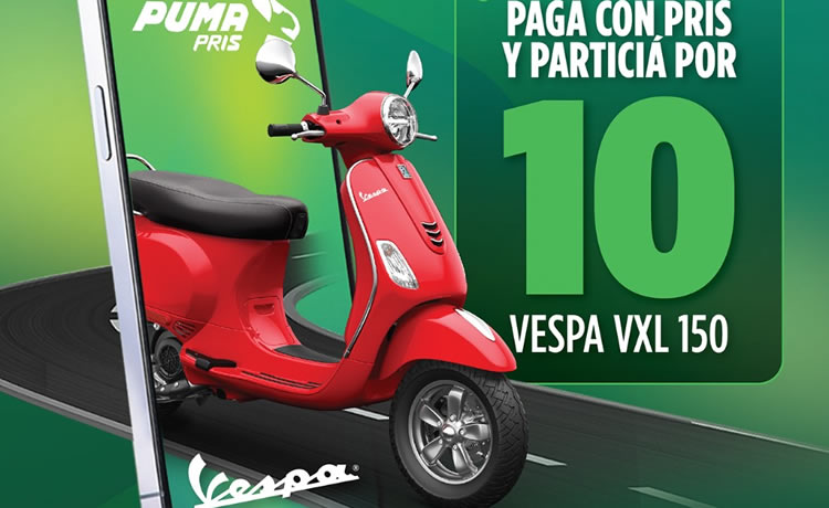 Puma Energy sortea 10 motos Vespa y 6.000.000 de puntos Pris