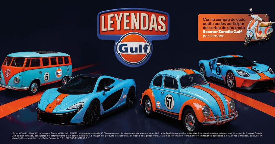 Las Estaciones de Servicio Gulf lanzan una colección que homenajea a los grandes autos de la historia